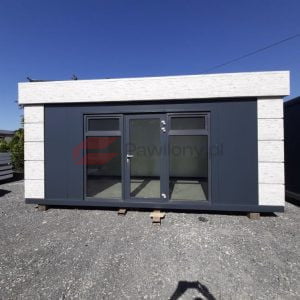 Pawilon handlowy 6x3 kasetony attyka kolor brzoza