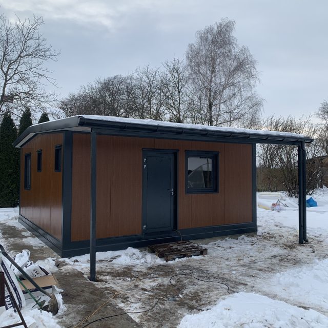 Pawilon mieszkalny 6x6 + zadaszenie 2m